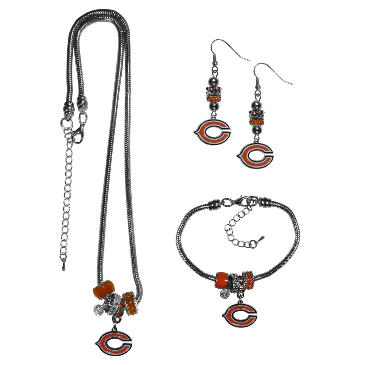 Chicago Bears Euro Bead Jewelry 3 piece Set - Flyclothing LLC