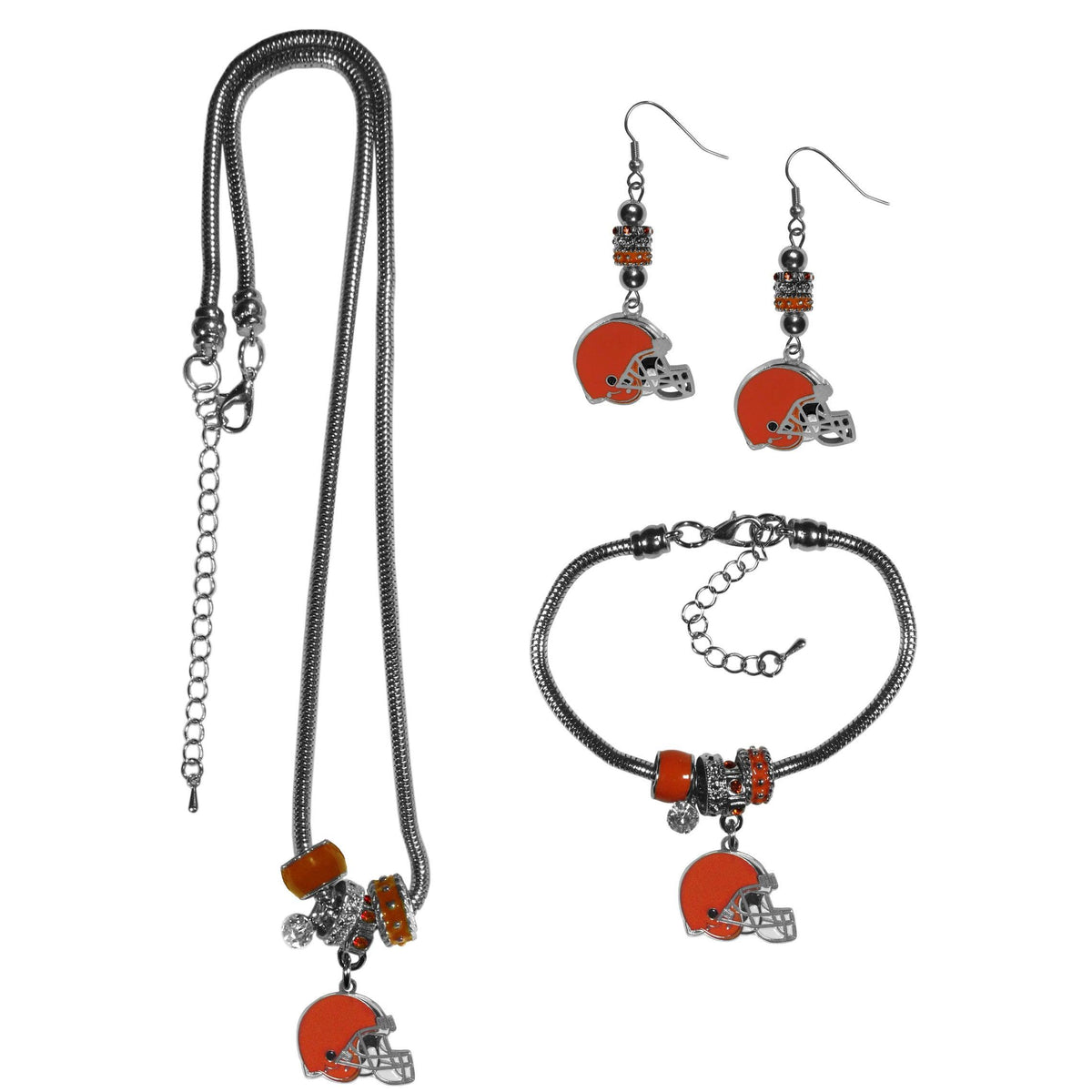 Cleveland Browns Euro Bead Jewelry 3 piece Set - Flyclothing LLC