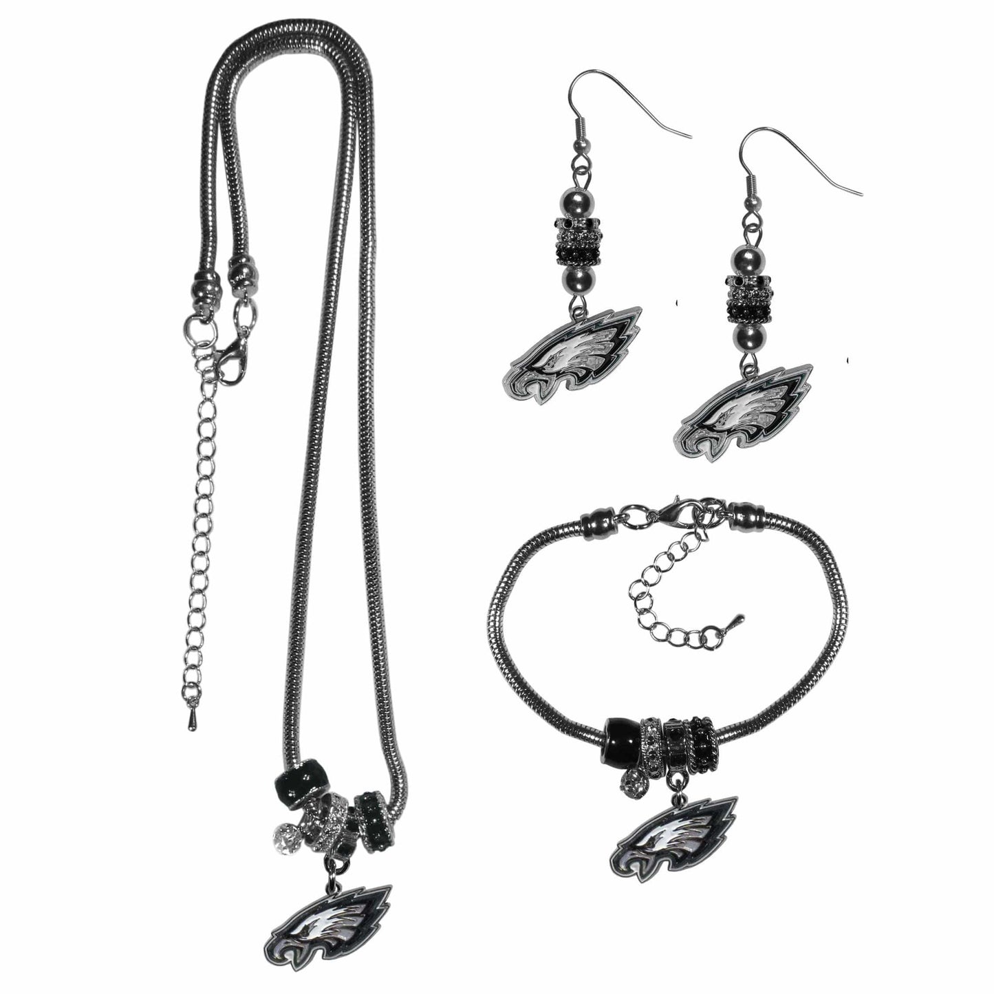 Philadelphia Eagles Euro Bead Jewelry 3 piece Set - Siskiyou Buckle - Flyclothing LLC