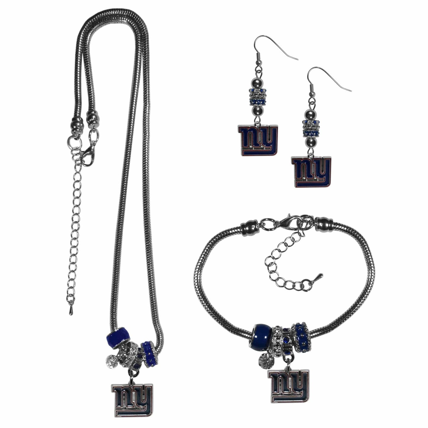 New York Giants Euro Bead Jewelry 3 piece Set - Siskiyou Buckle - Flyclothing LLC