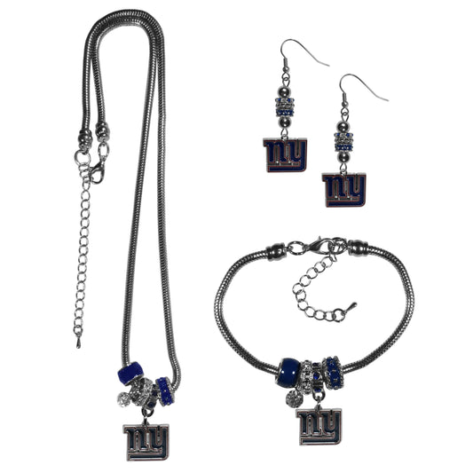 New York Giants Euro Bead Jewelry 3 piece Set - Flyclothing LLC