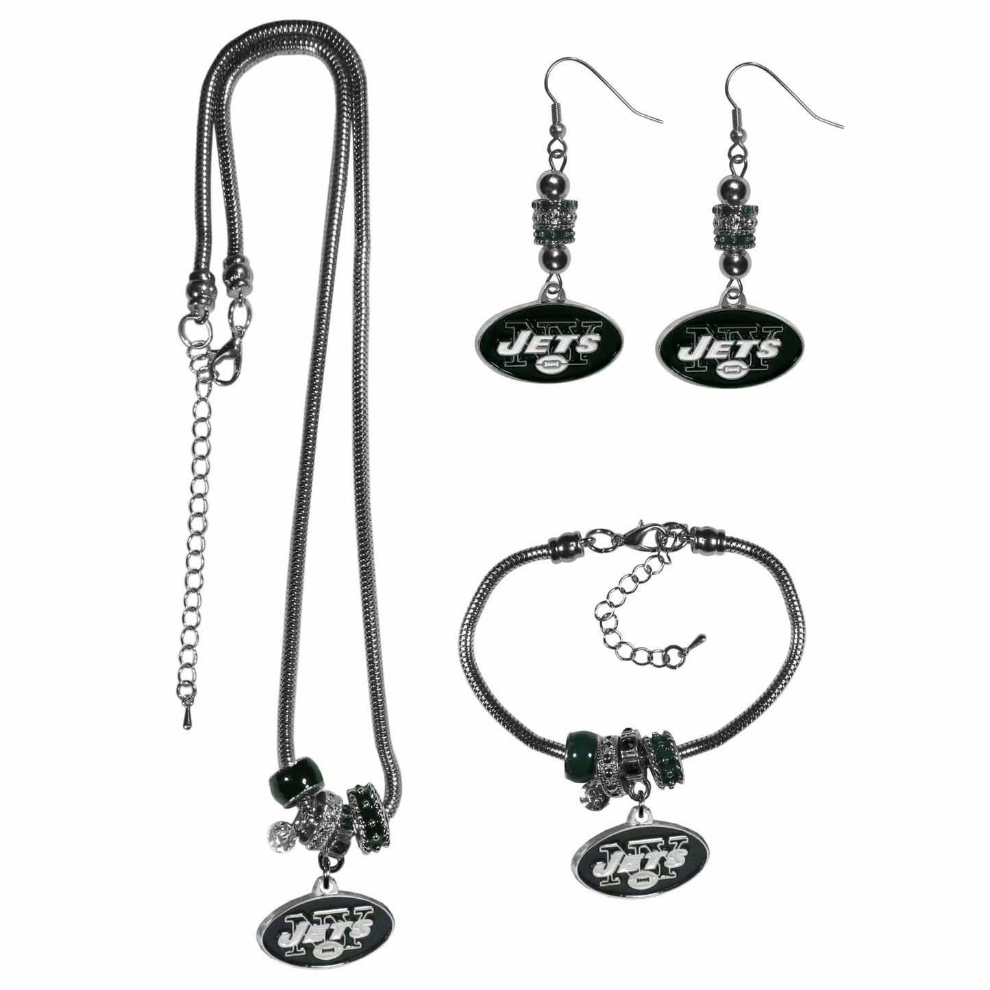 New York Jets Euro Bead Jewelry 3 piece Set - Siskiyou Buckle - Flyclothing LLC