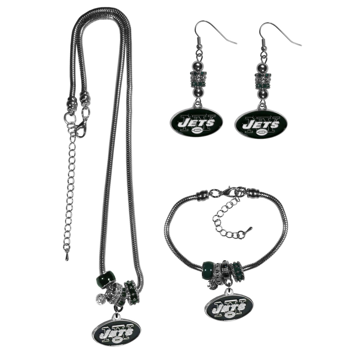 New York Jets Euro Bead Jewelry 3 piece Set - Flyclothing LLC