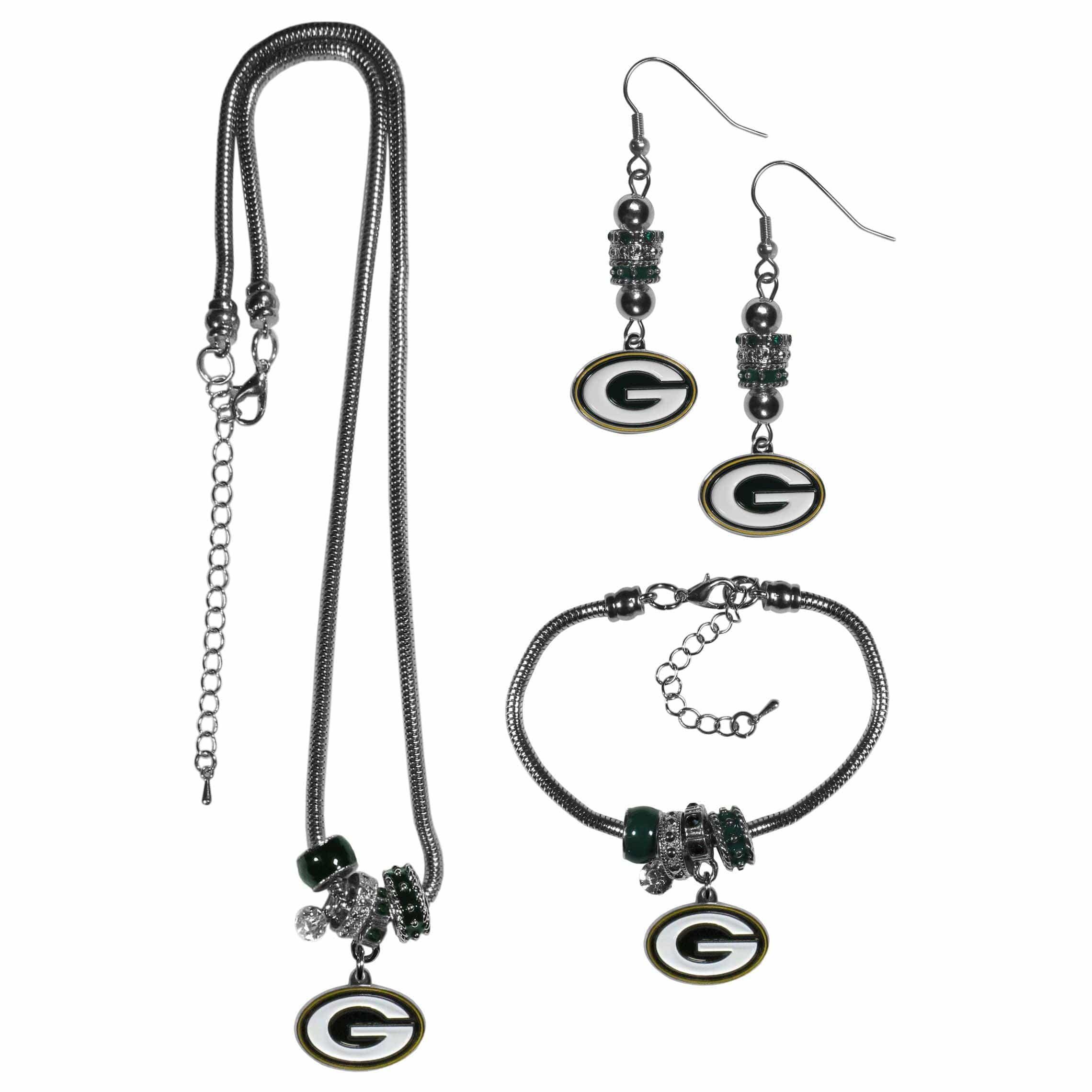 Green Bay Packers Euro Bead Jewelry 3 piece Set - Siskiyou Buckle