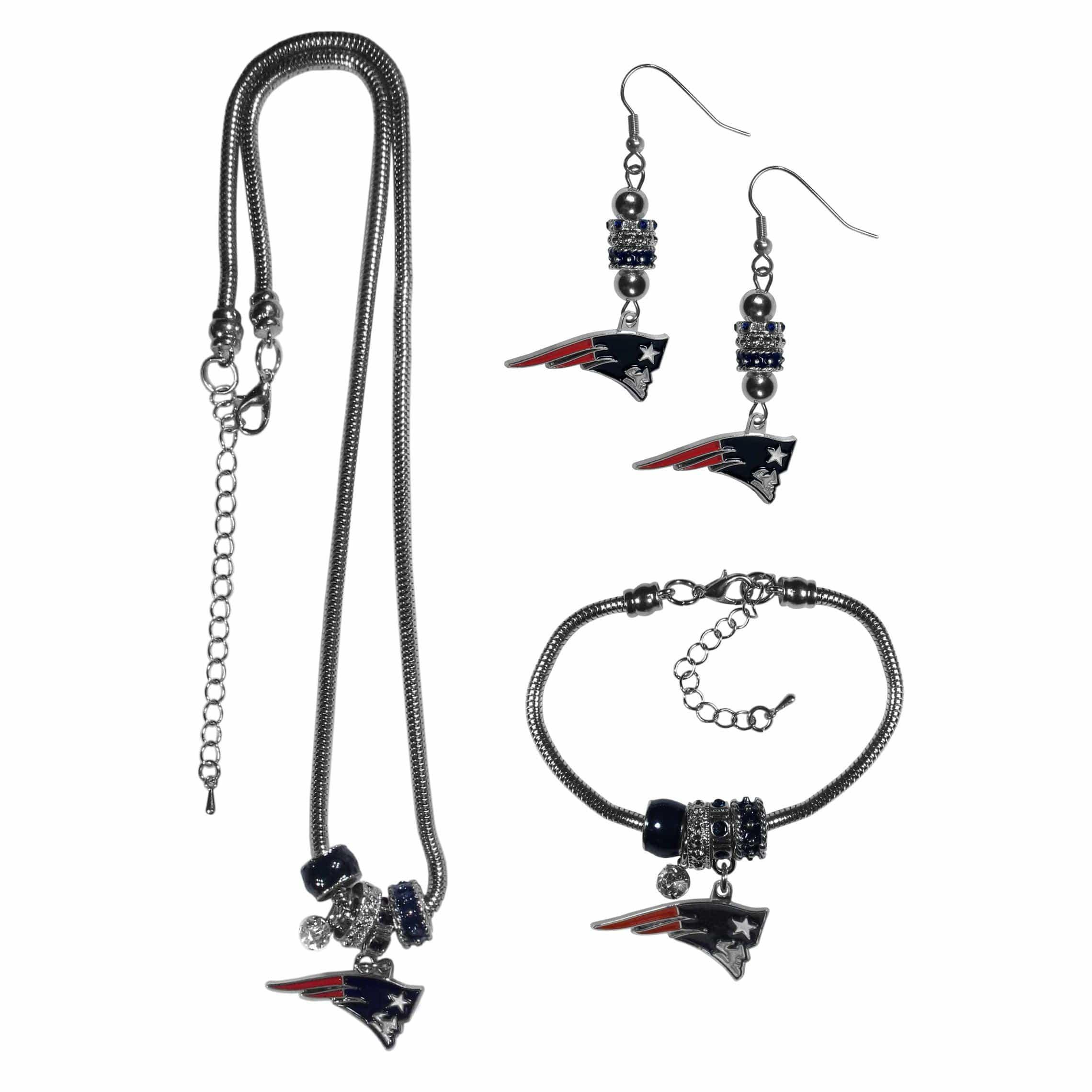 New England Patriots Euro Bead Jewelry 3 piece Set - Siskiyou Buckle