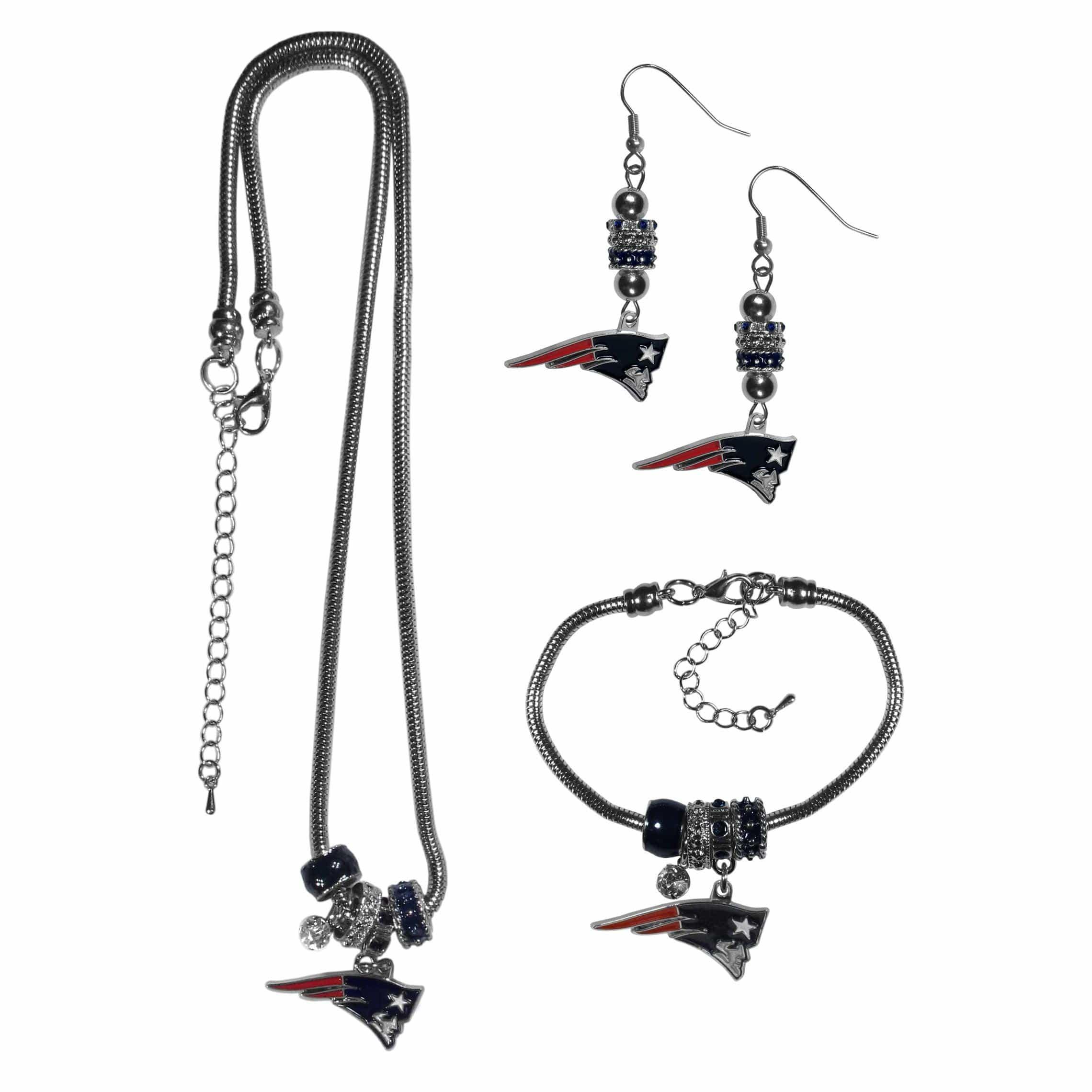 New England Patriots Euro Bead Jewelry 3 piece Set - Flyclothing LLC