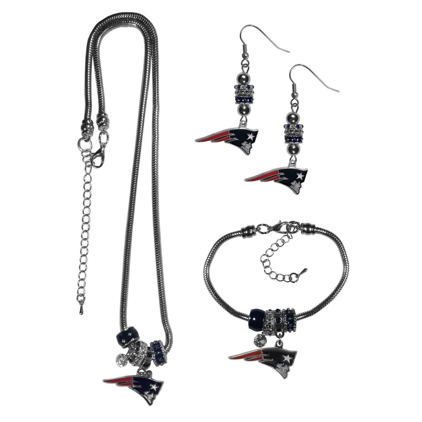 New England Patriots Euro Bead Jewelry 3 piece Set - Siskiyou Buckle - Flyclothing LLC