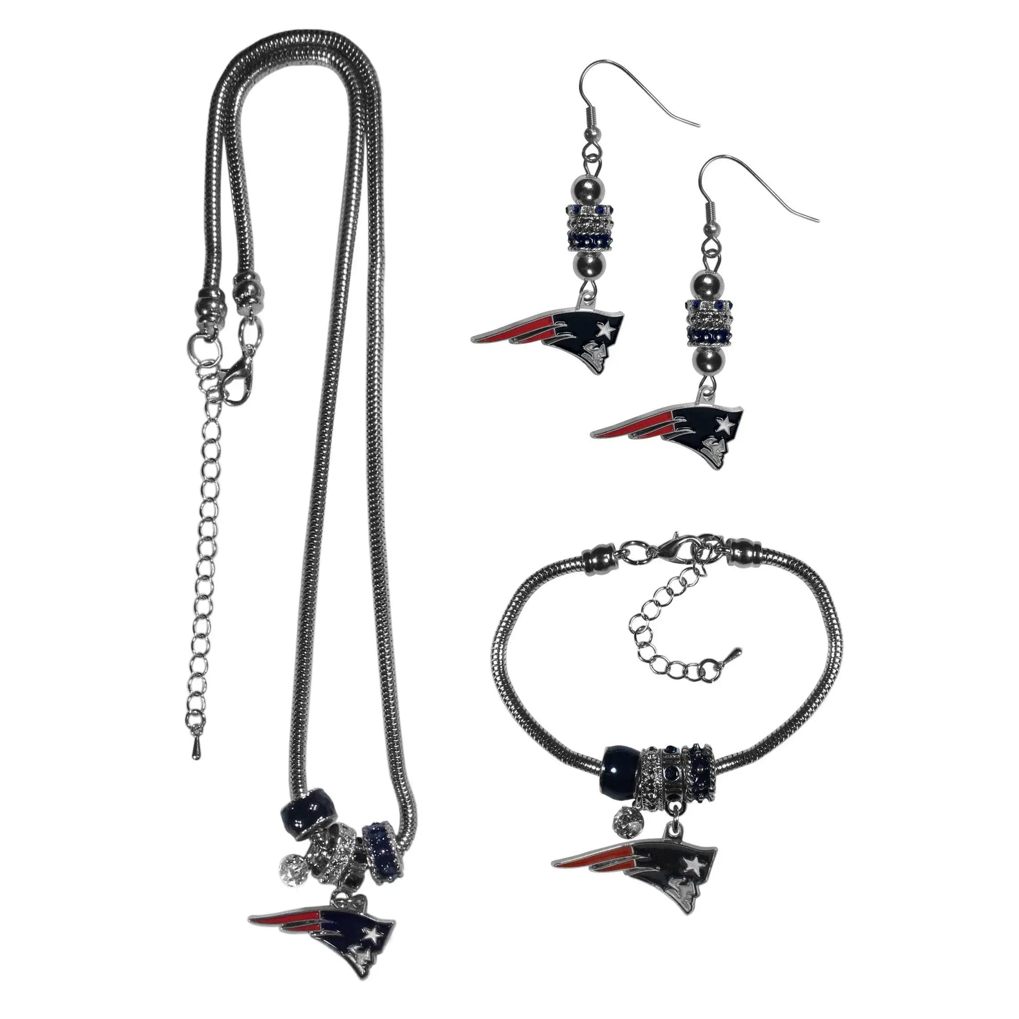 New England Patriots Euro Bead Jewelry 3 piece Set - Siskiyou Buckle - Flyclothing LLC