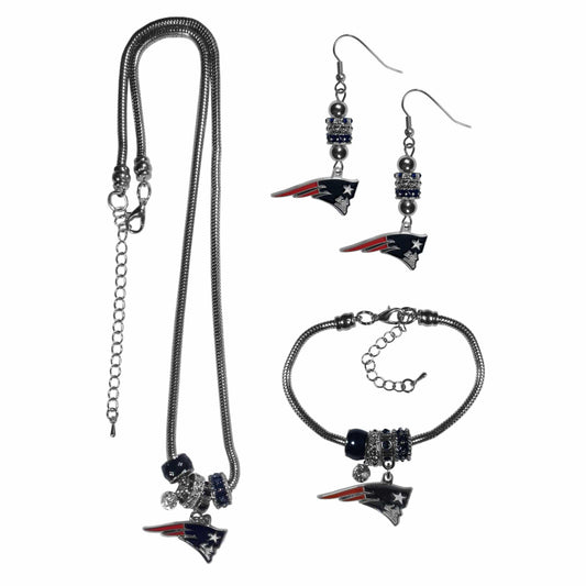 New England Patriots Euro Bead Jewelry 3 piece Set - Siskiyou Buckle
