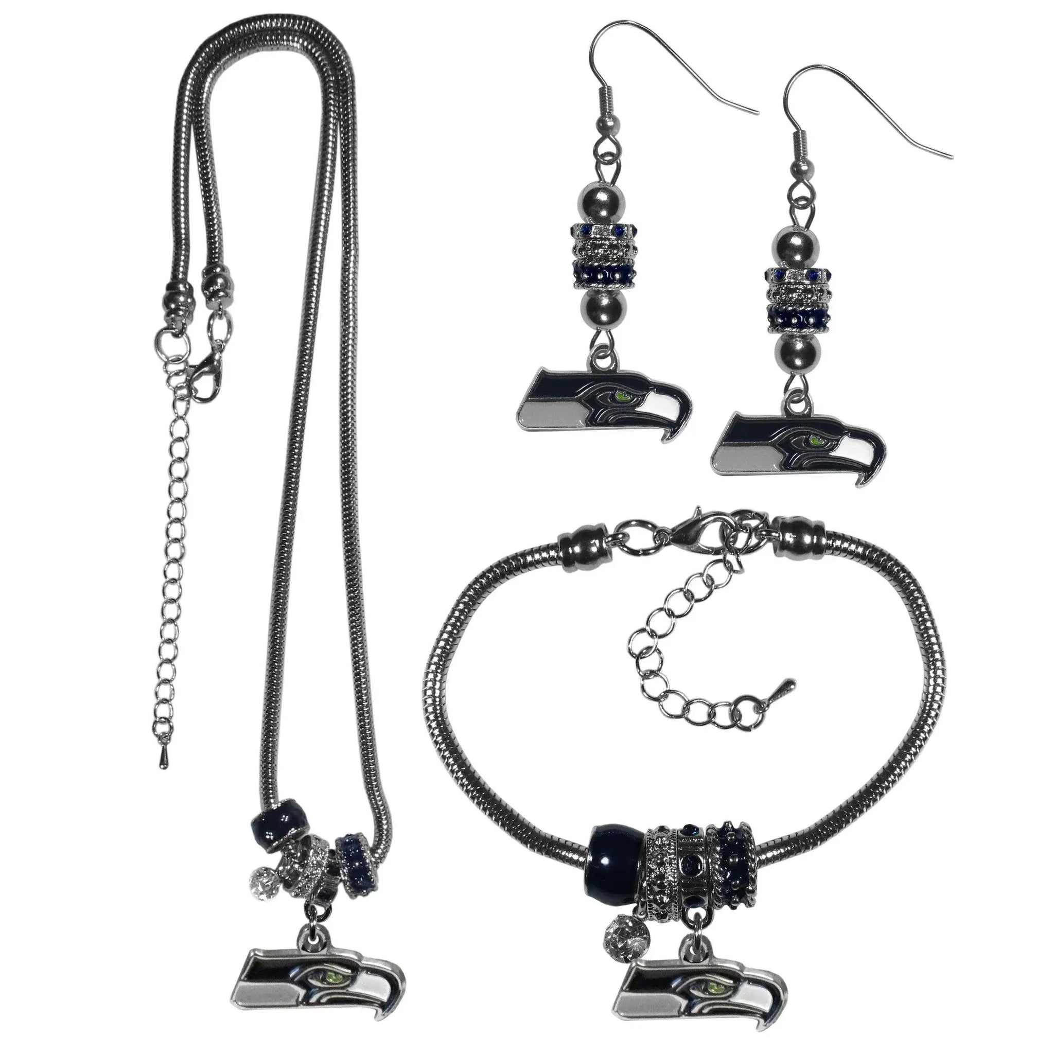 Seattle Seahawks Euro Bead Jewelry 3 piece Set - Siskiyou Buckle - Flyclothing LLC
