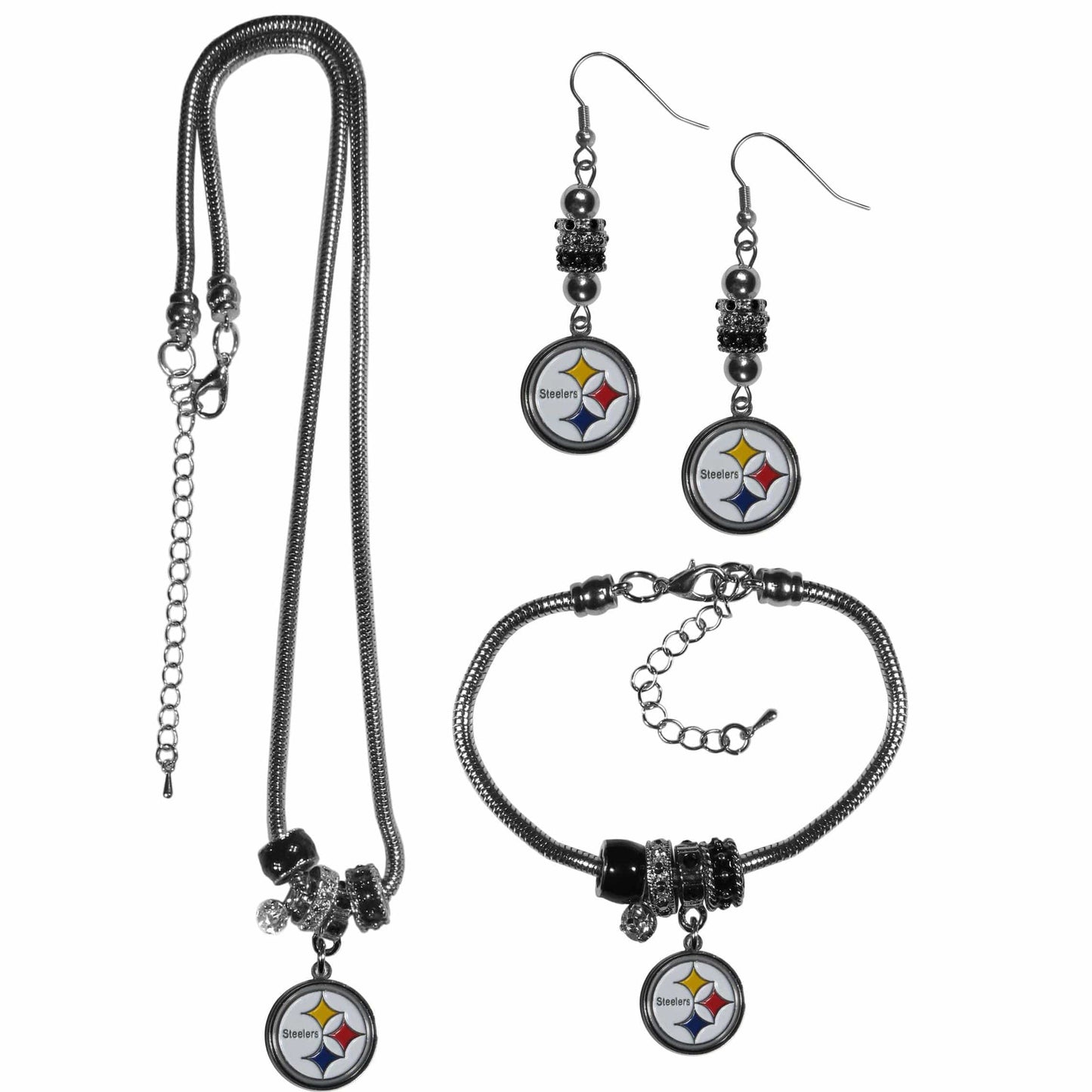 Pittsburgh Steelers Euro Bead Jewelry 3 piece Set - Siskiyou Buckle - Flyclothing LLC