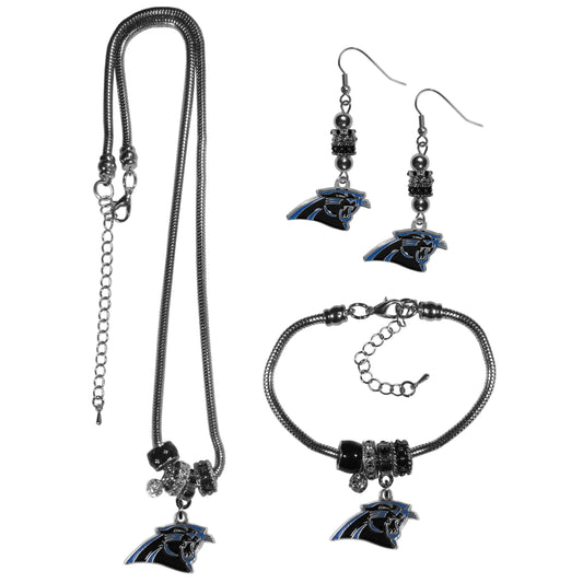 Carolina Panthers Euro Bead Jewelry 3 piece Set - Flyclothing LLC