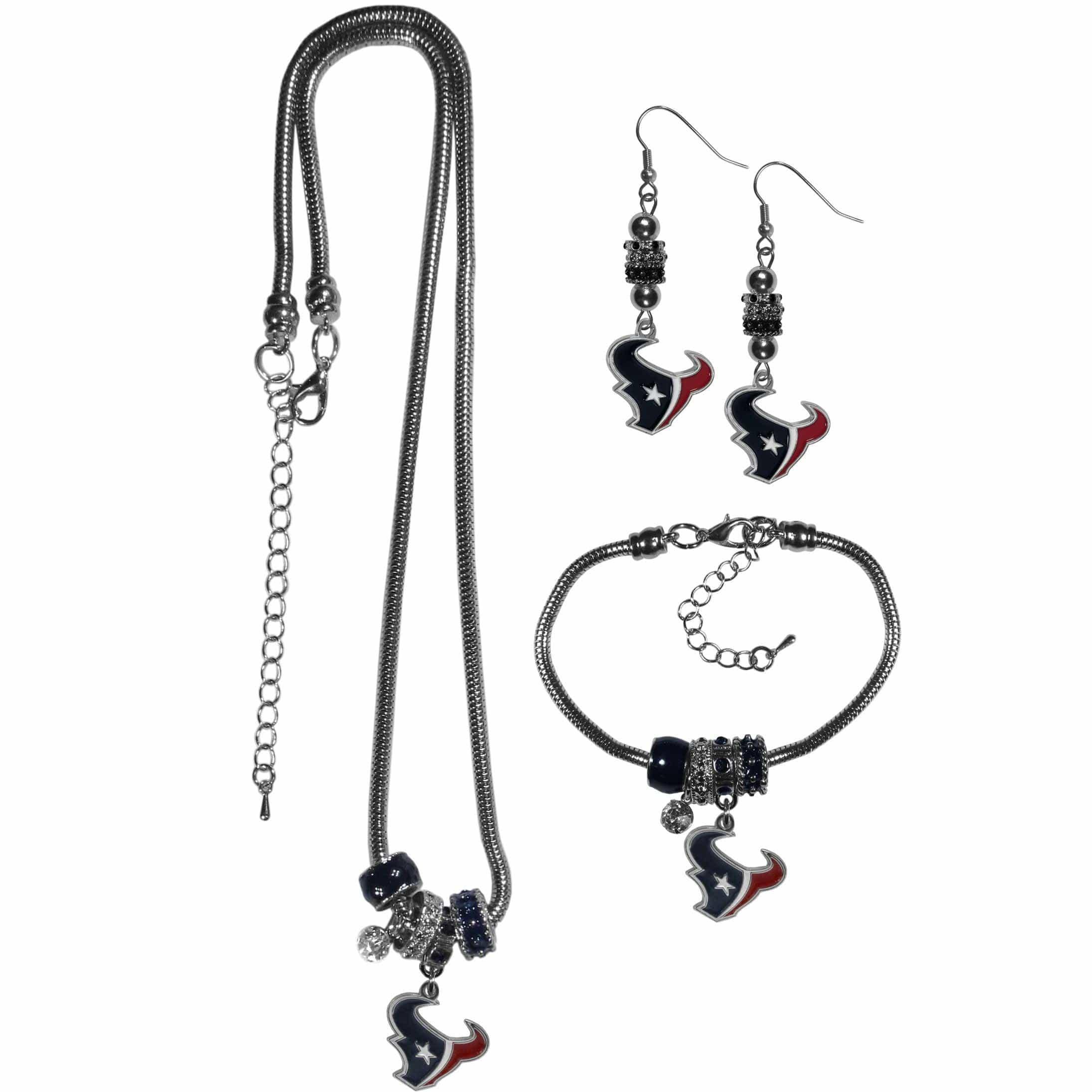 Houston Texans Euro Bead Jewelry 3 piece Set - Flyclothing LLC