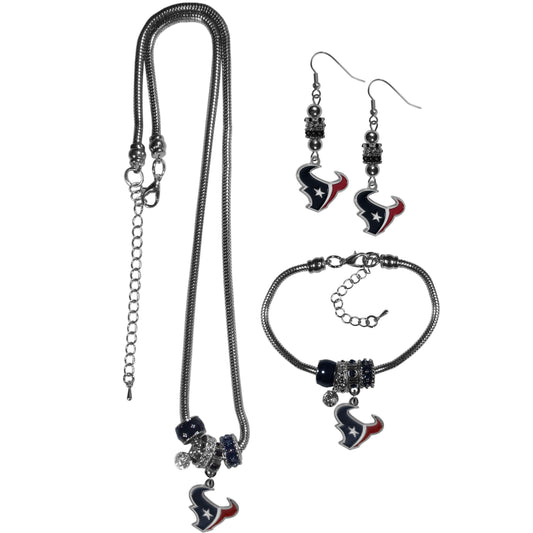 Houston Texans Euro Bead Jewelry 3 piece Set - Flyclothing LLC