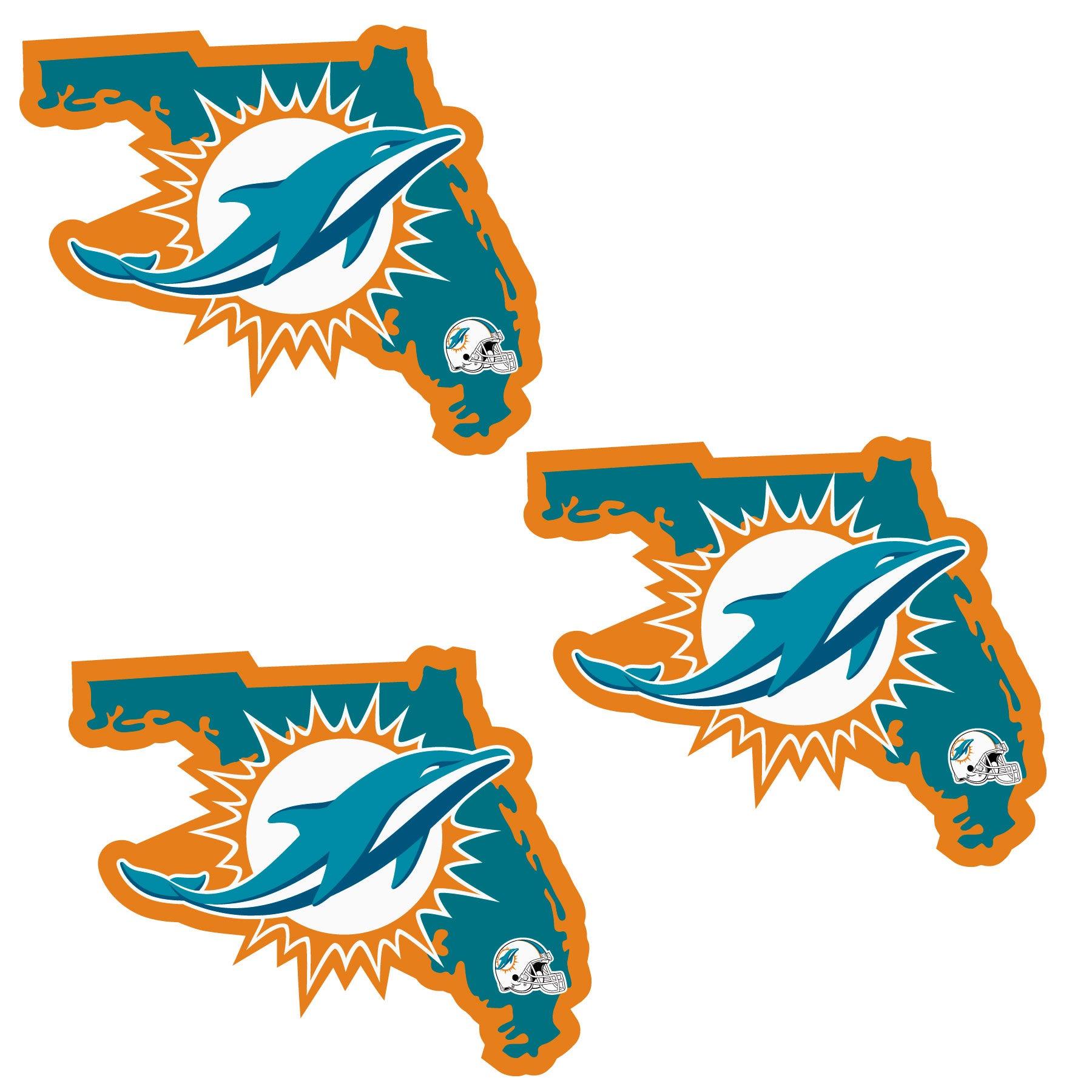 Miami Dolphins Home State Decal, 3pk - Flyclothing LLC