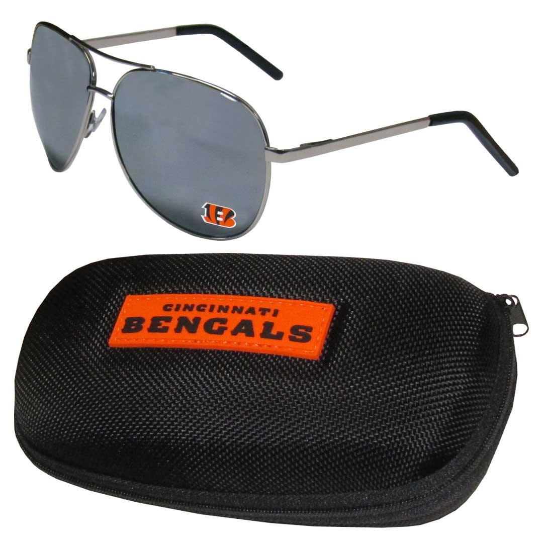 Cincinnati Bengals Aviator Sunglasses and Zippered Carrying Case - Flyclothing LLC