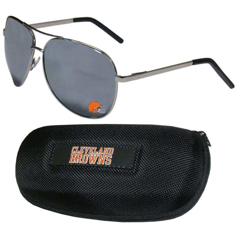 Cleveland Browns Aviator Sunglasses and Zippered Carrying Case - Siskiyou Buckle