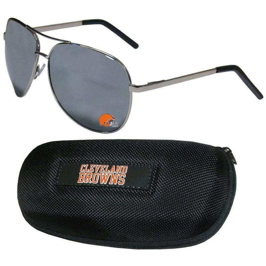 Cleveland Browns Aviator Sunglasses and Zippered Carrying Case - Siskiyou Buckle - Flyclothing LLC