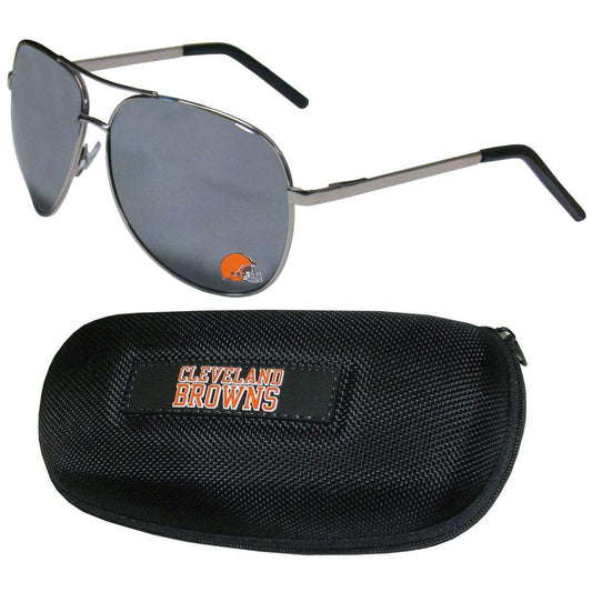 Cleveland Browns Aviator Sunglasses and Zippered Carrying Case - Flyclothing LLC