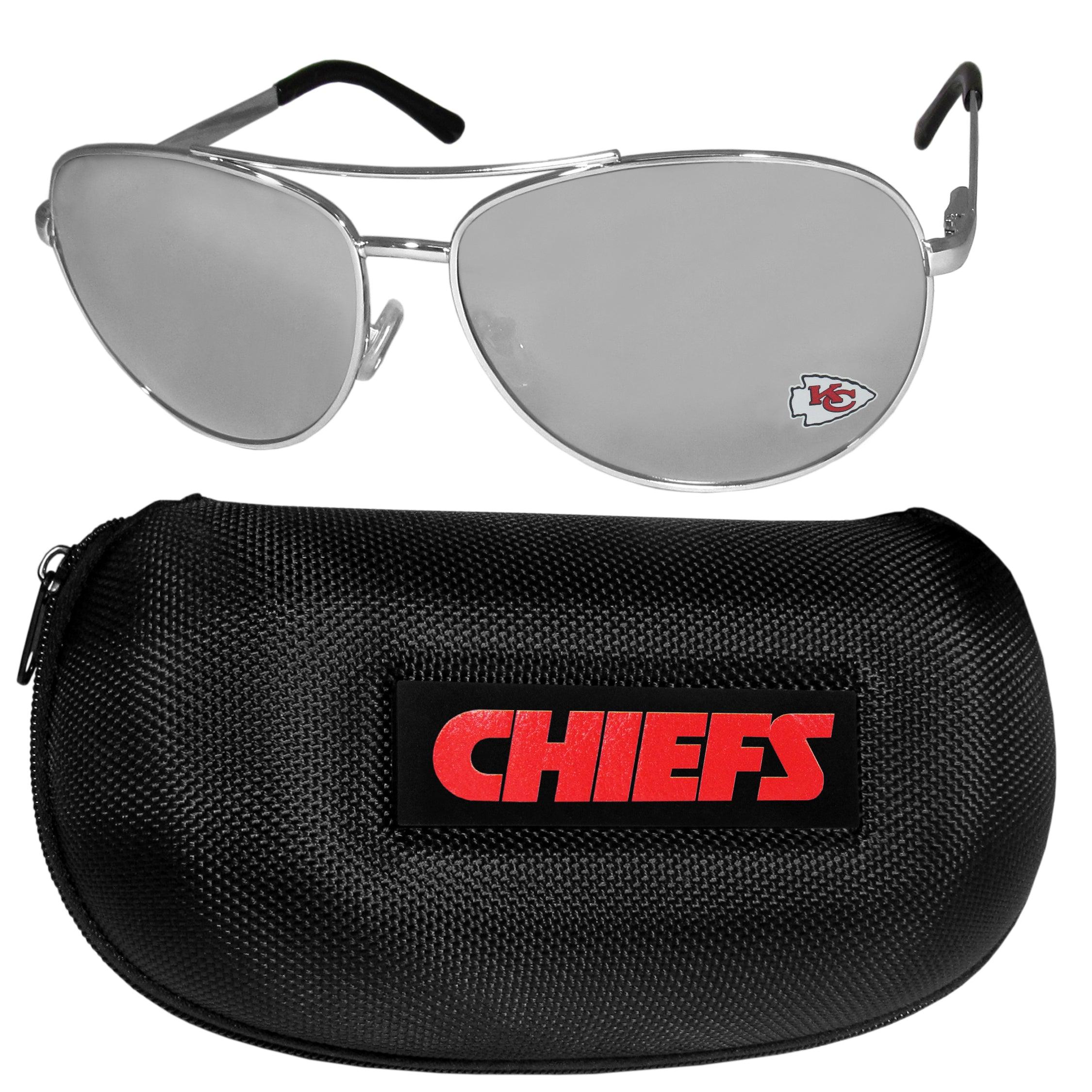 Kansas City Chiefs Aviator Sunglasses and Case - Flyclothing LLC