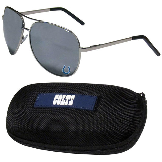 Indianapolis Colts Aviator Sunglasses and Zippered Carrying Case - Flyclothing LLC