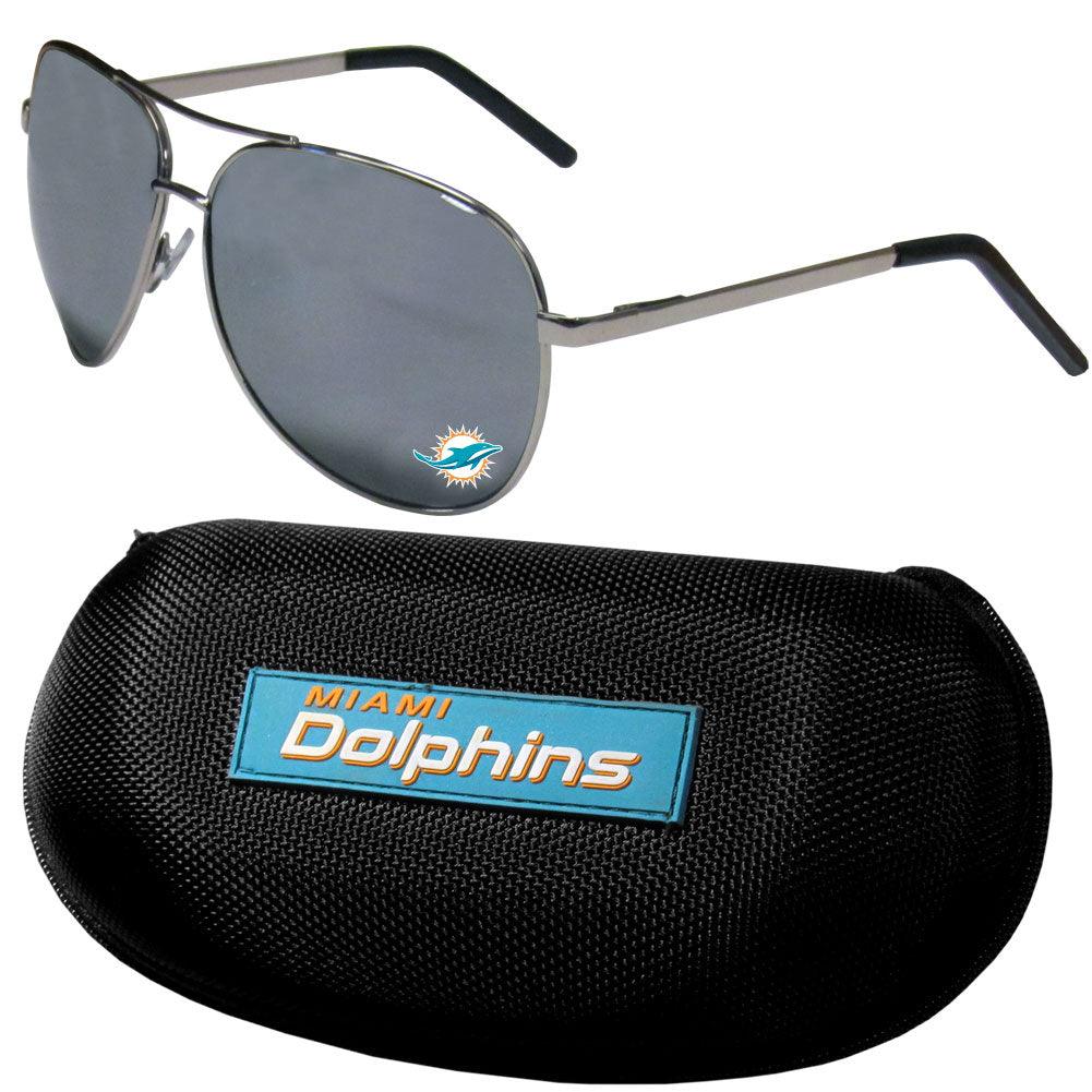 Miami Dolphins Aviator Sunglasses and Zippered Carrying Case - Flyclothing LLC