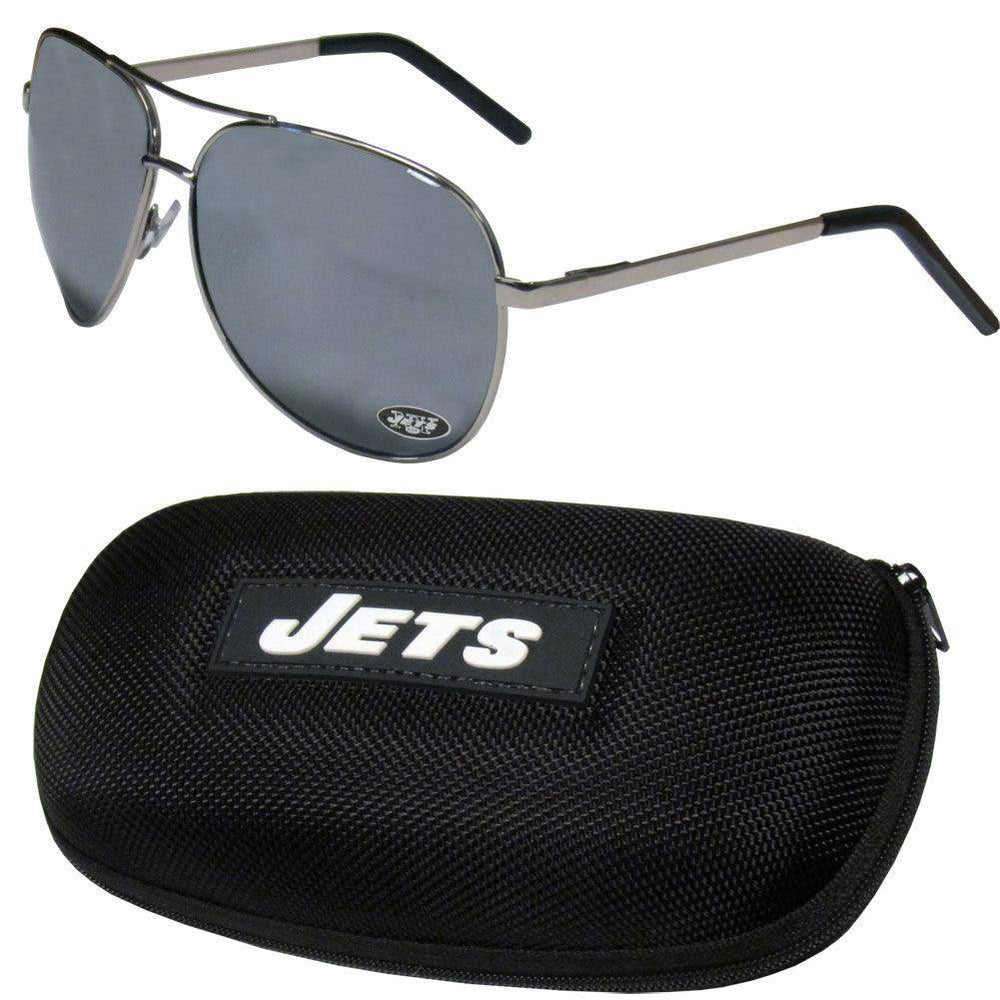 New York Jets Aviator Sunglasses and Zippered Carrying Case - Siskiyou Buckle