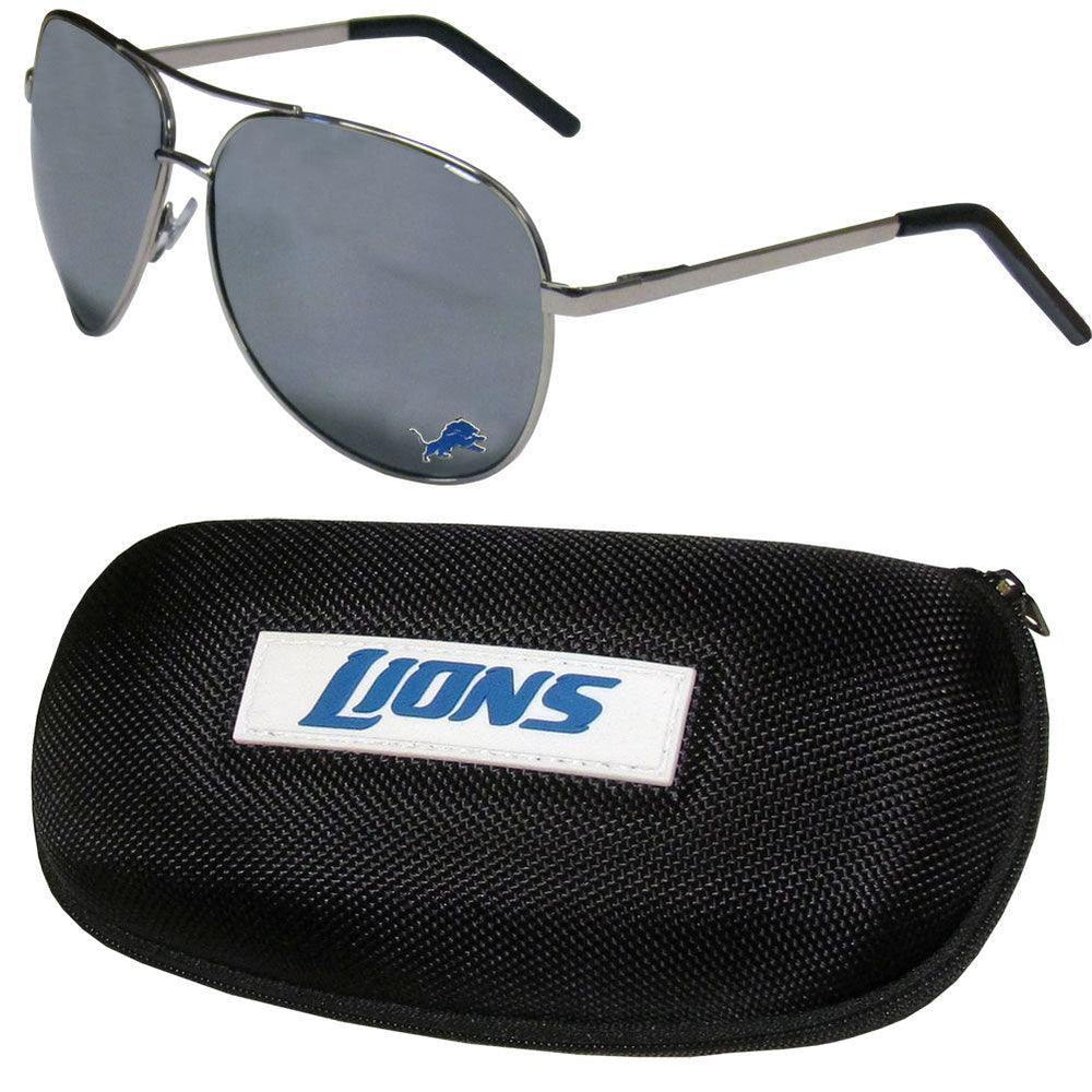 Detroit Lions Aviator Sunglasses and Zippered Carrying Case - Siskiyou Buckle