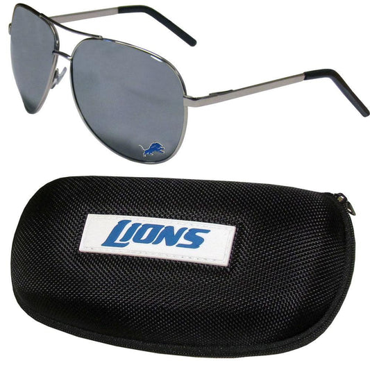 Detroit Lions Aviator Sunglasses and Zippered Carrying Case - Flyclothing LLC