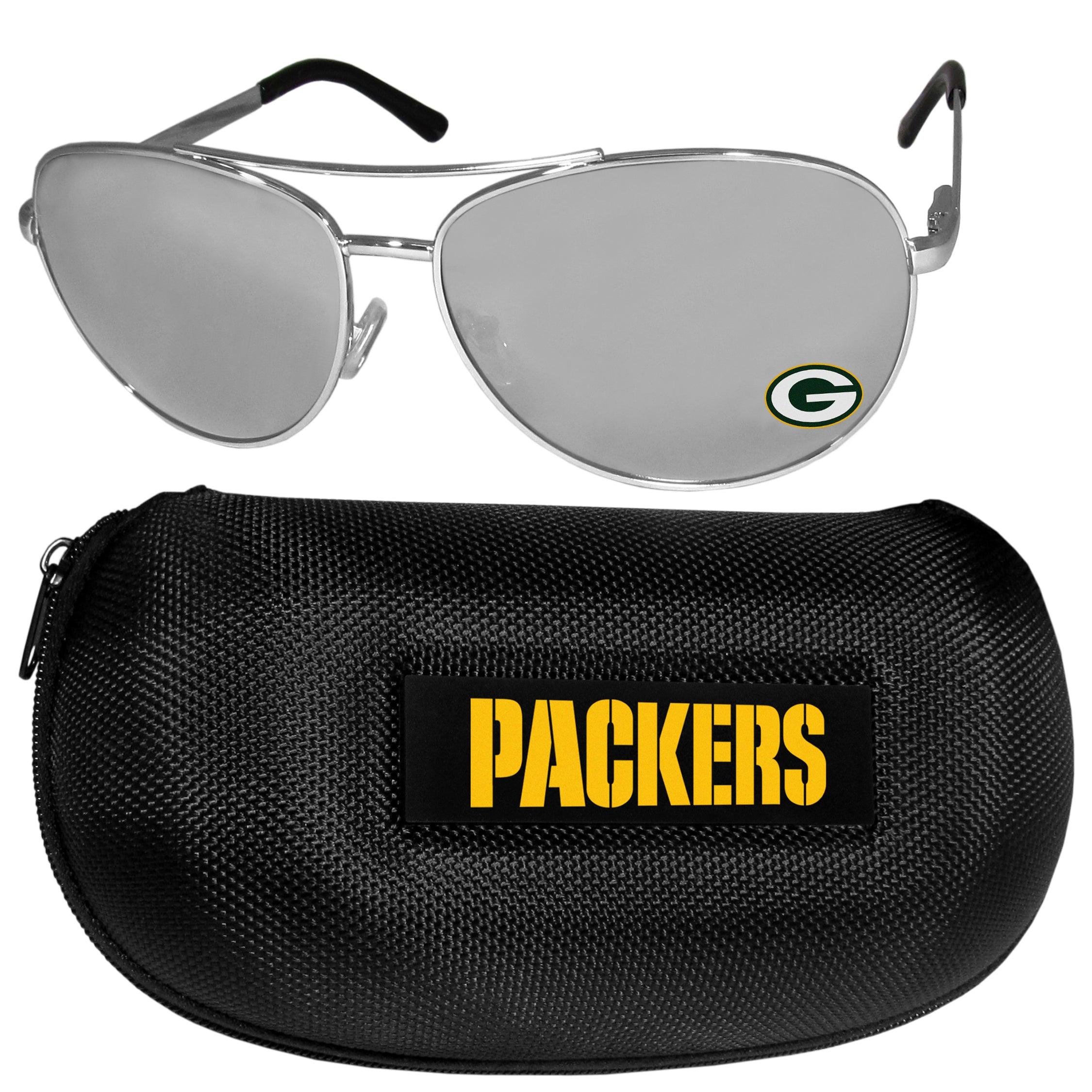 Green Bay Packers Aviator Sunglasses and Case - Flyclothing LLC