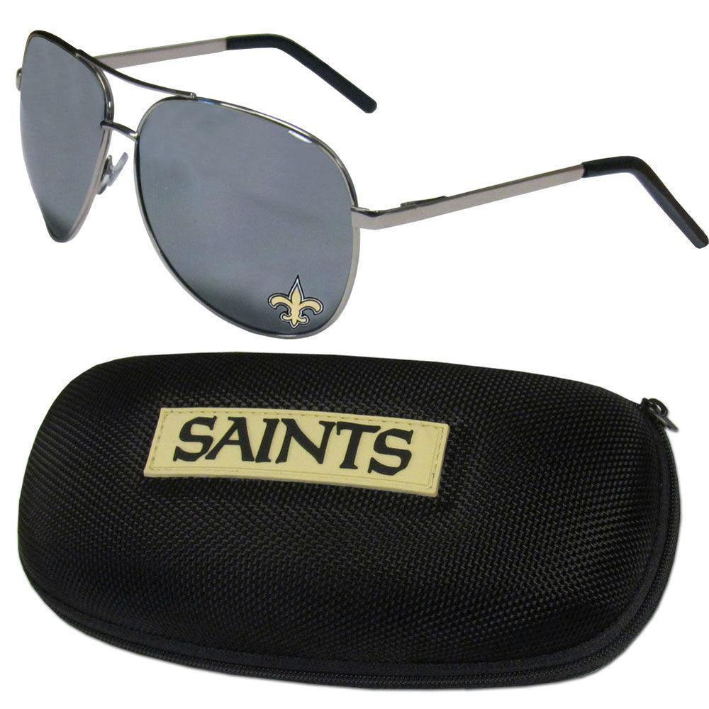 New Orleans Saints Aviator Sunglasses and Zippered Carrying Case - Siskiyou Buckle