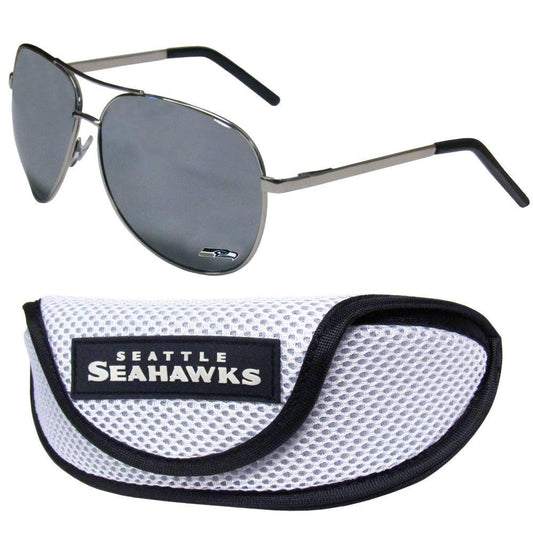 Seattle Seahawks Aviator Sunglasses and Sports Case - Flyclothing LLC