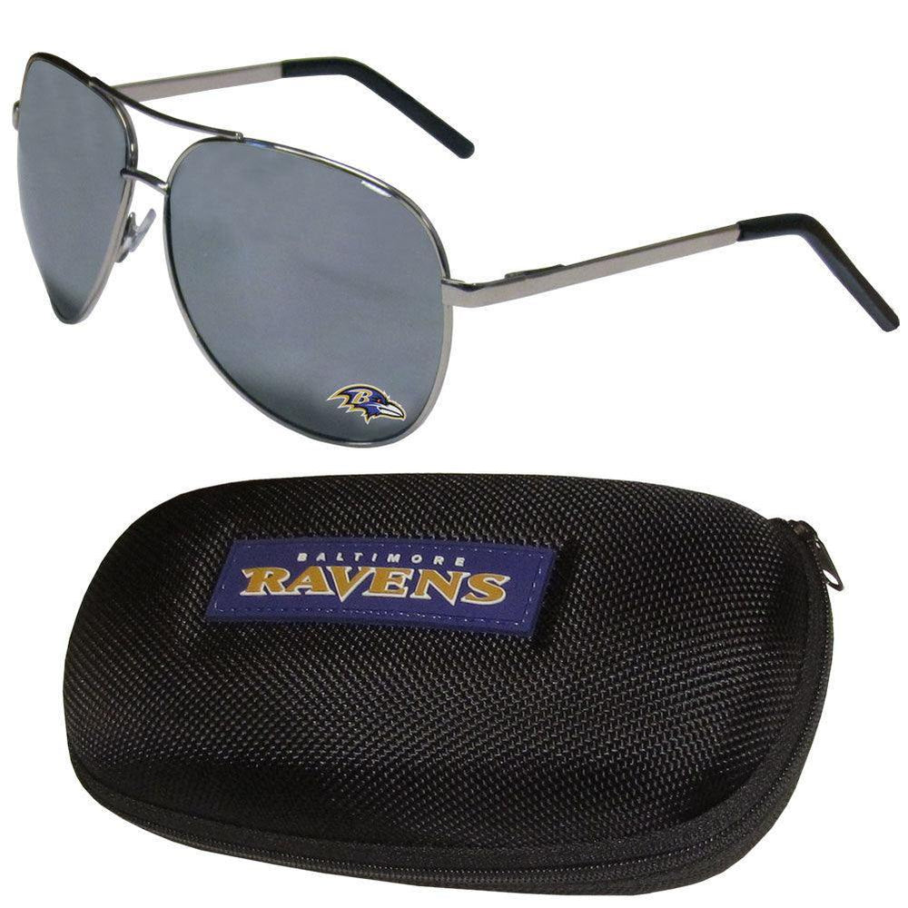 Baltimore Ravens Aviator Sunglasses and Zippered Carrying Case - Siskiyou Buckle