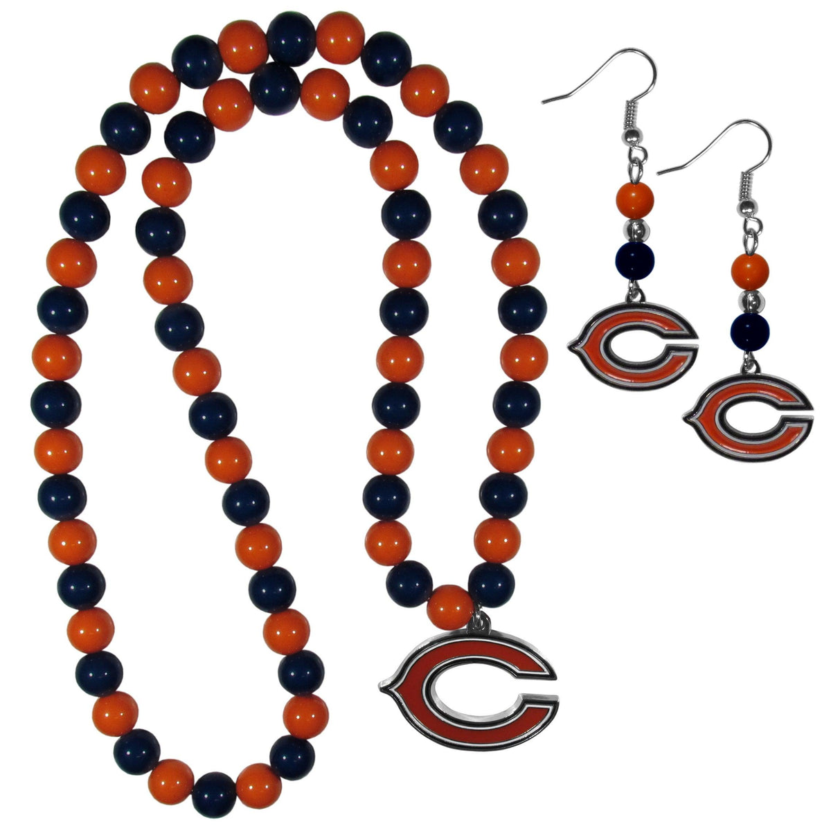 Chicago Bears Fan Bead Earrings and Necklace Set - Flyclothing LLC