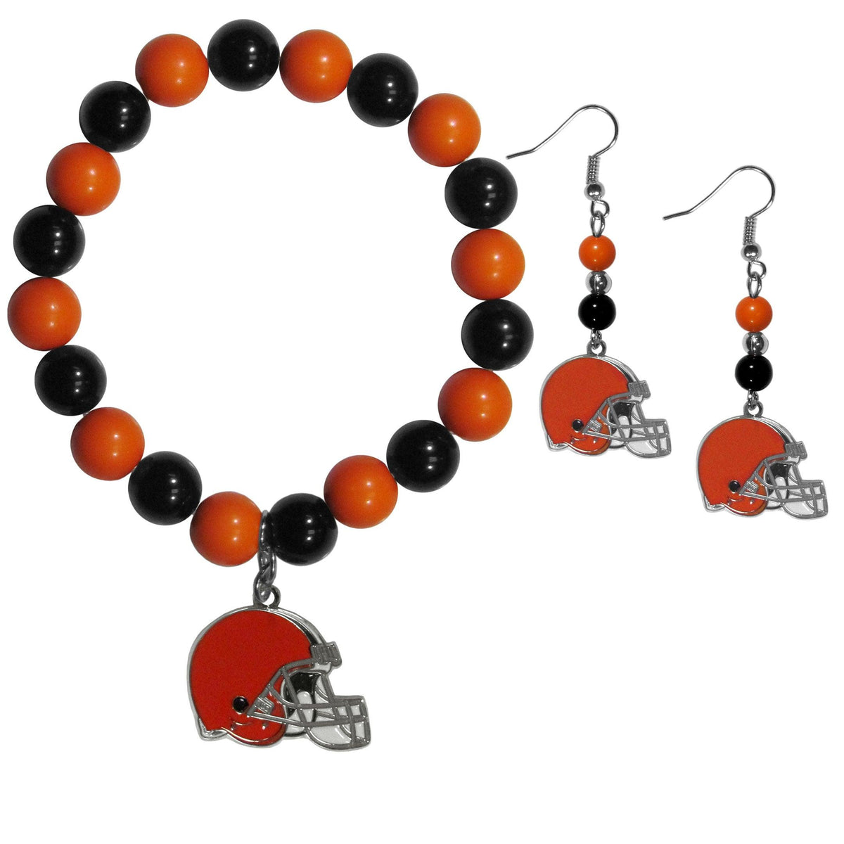 Cleveland Browns Fan Bead Earrings and Bracelet Set - Flyclothing LLC
