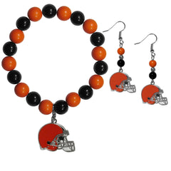 Cleveland Browns Fan Bead Earrings and Bracelet Set - Flyclothing LLC