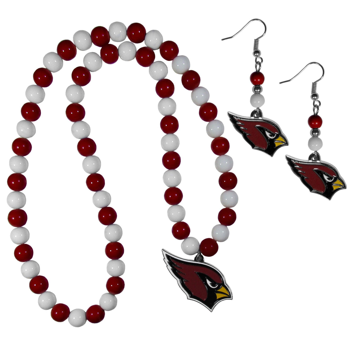 Arizona Cardinals Fan Bead Earrings and Necklace Set - Flyclothing LLC