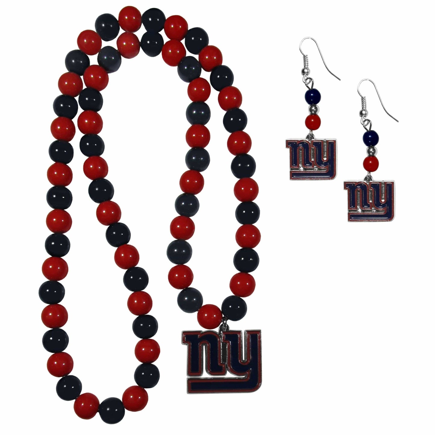 New York Giants Fan Bead Earrings and Necklace Set - Siskiyou Buckle - Flyclothing LLC