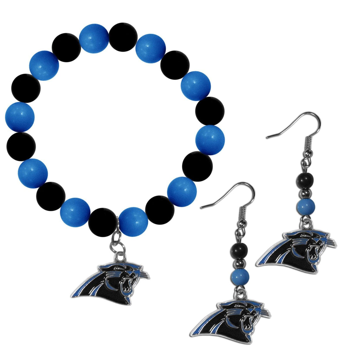 Carolina Panthers Fan Bead Earrings and Bracelet Set - Flyclothing LLC