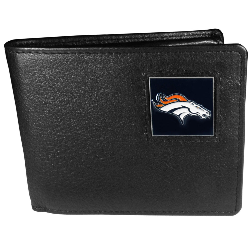 Denver Broncos Leather Bi-fold Wallet Packaged in Gift Box - Siskiyou Buckle