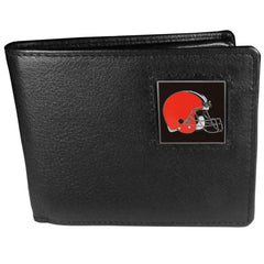 Cleveland Browns Leather Bi-fold Wallet Packaged in Gift Box - Flyclothing LLC