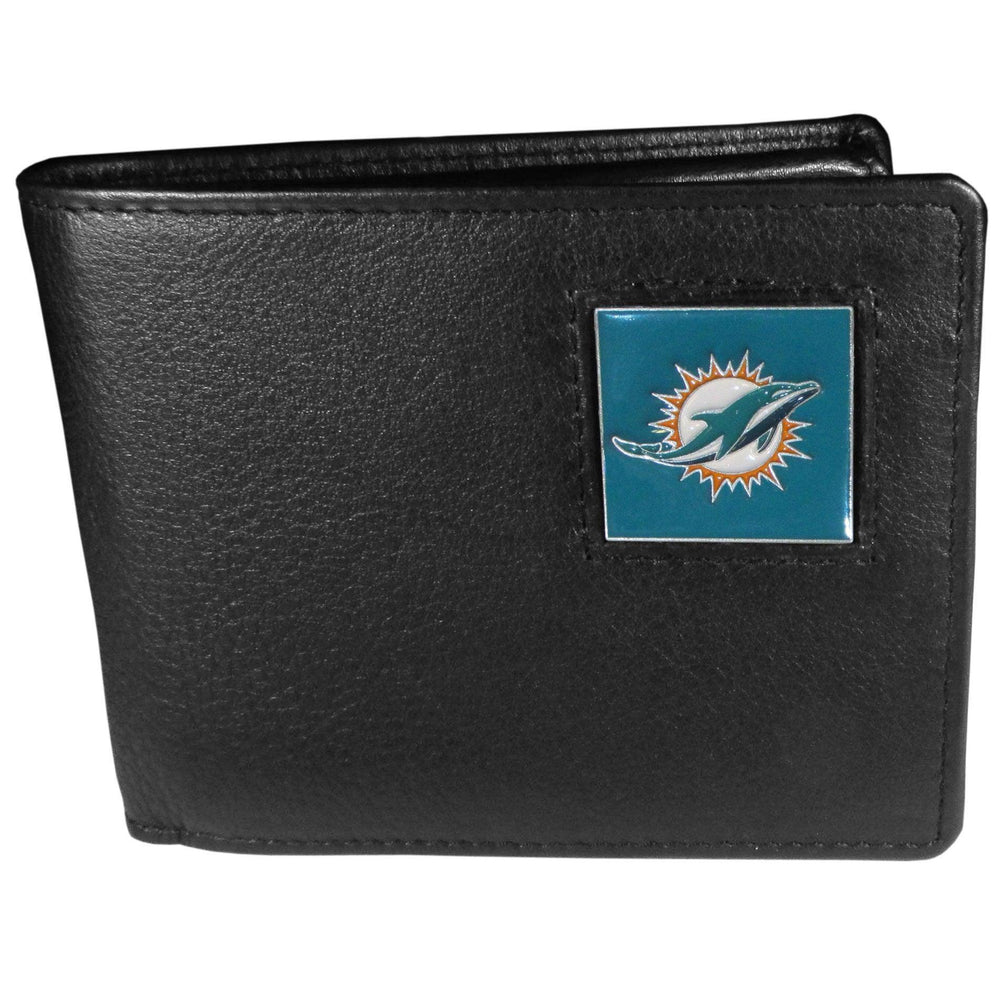 Miami Dolphins Leather Bi-fold Wallet - Siskiyou Buckle