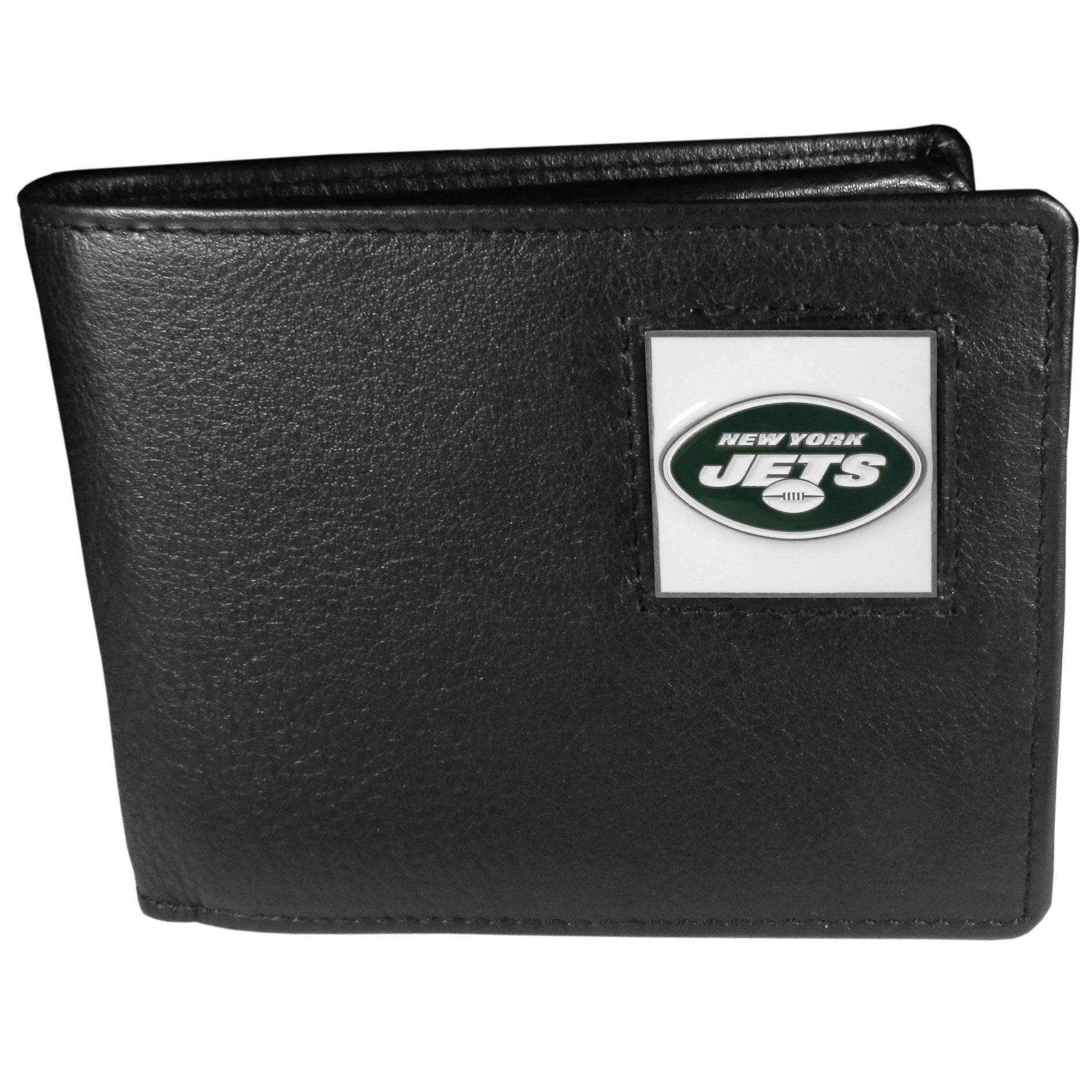 New York Jets Leather Bi-fold Wallet Packaged in Gift Box - Siskiyou Buckle - Flyclothing LLC