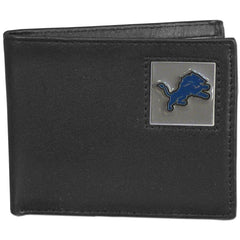 Detroit Lions Leather Bi-fold Wallet Packaged in Gift Box - Siskiyou Buckle