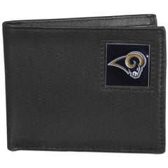 Los Angeles Rams Leather Bi-fold Wallet Packaged in Gift Box - Flyclothing LLC