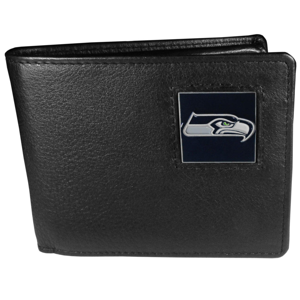 Seattle Seahawks Leather Bi-fold Wallet Packaged in Gift Box - Siskiyou Buckle