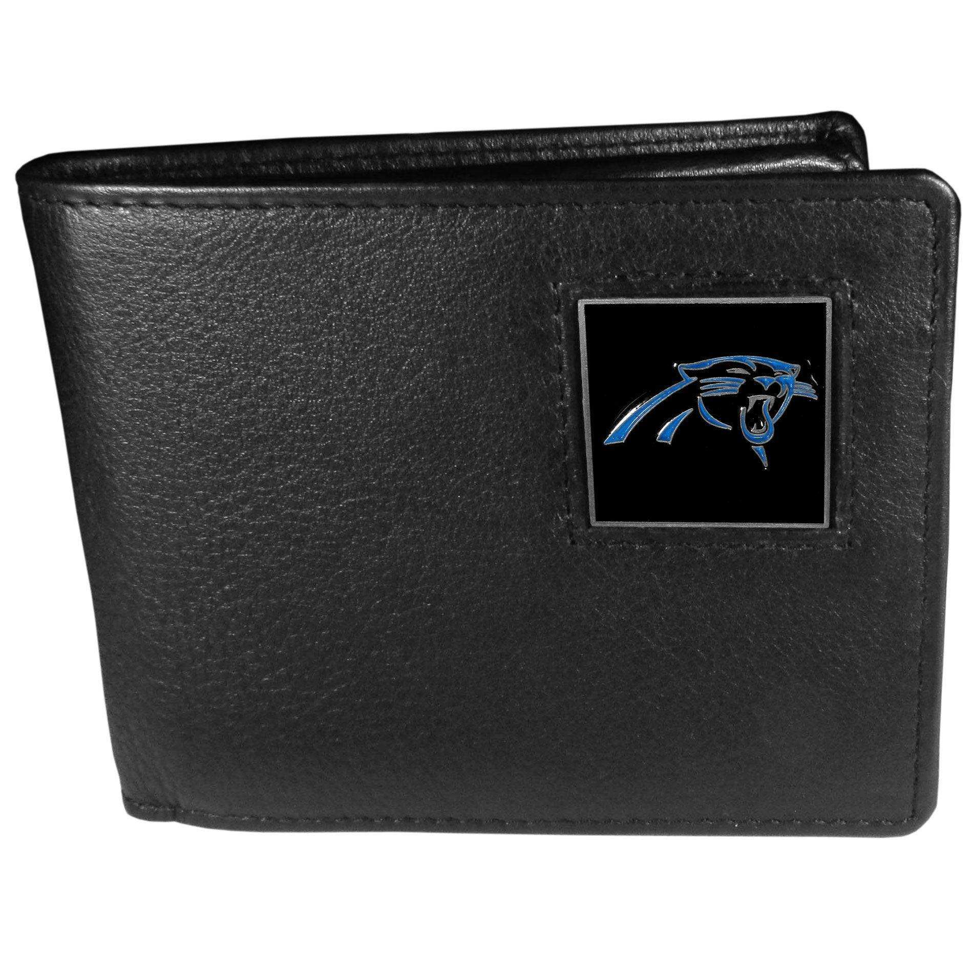 Carolina Panthers Leather Bi-fold Wallet Packaged in Gift Box - Siskiyou Buckle - Flyclothing LLC