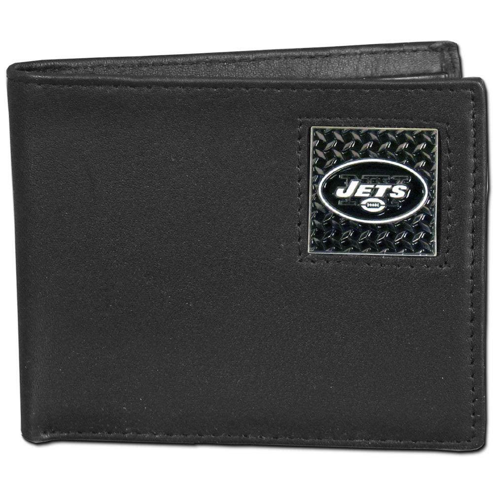 New York Jets Gridiron Leather Bi-fold Wallet Packaged in Gift Box - Siskiyou Buckle