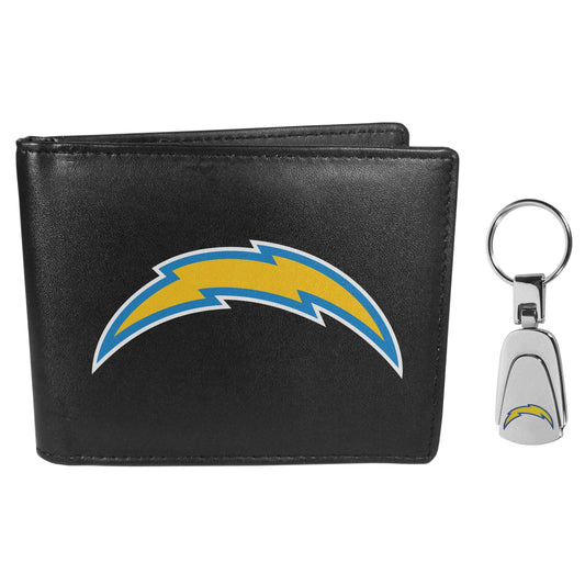 Los Angeles Chargers Bi-fold Wallet & Steel Key Chain - Siskiyou Buckle