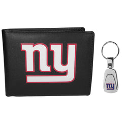 New York Giants Bi-fold Wallet & Steel Key Chain - Flyclothing LLC